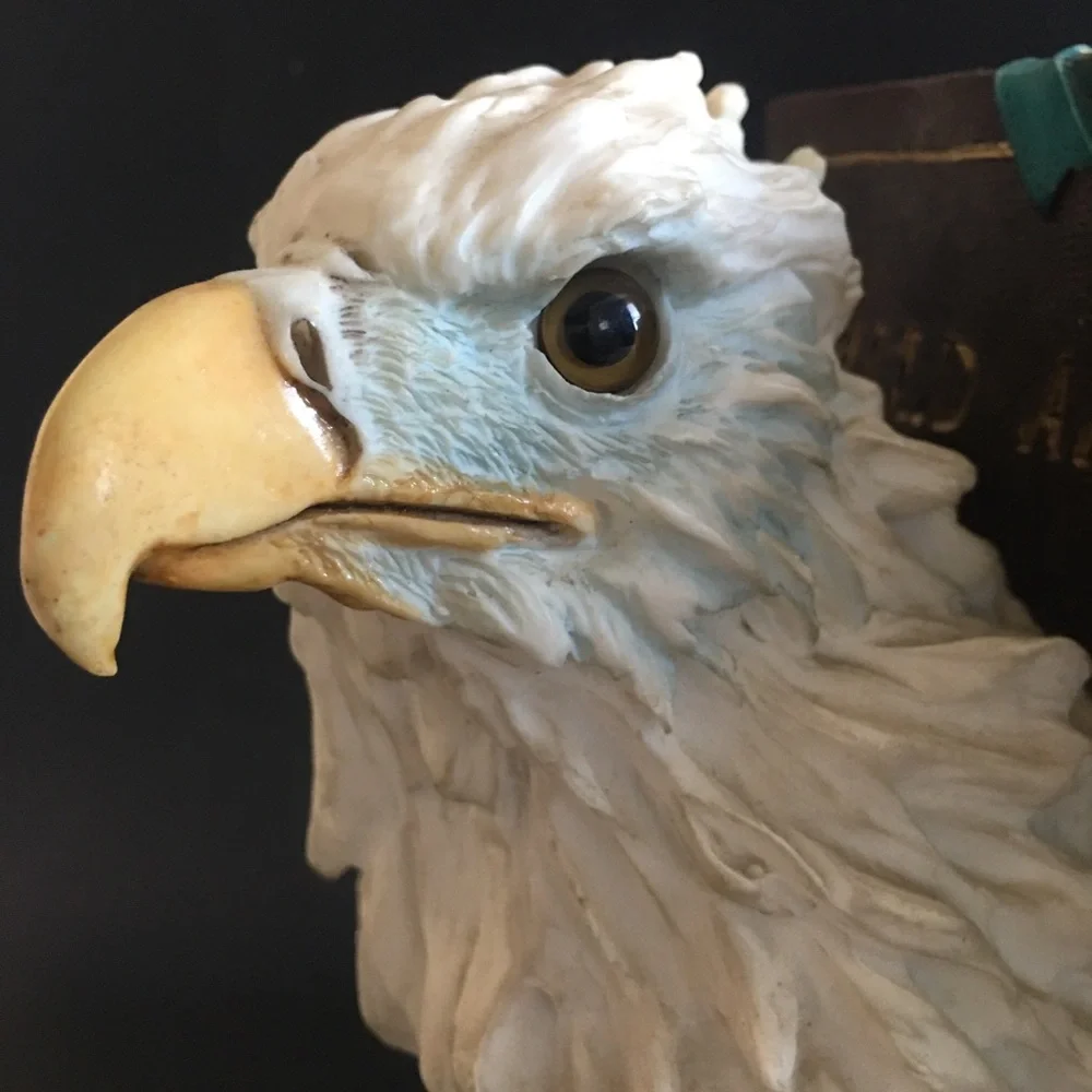 Vintage Wild Animal Eagle Bookends Fierce Realistic Eyes Ceramic Heavy 6.5” - Picture 5 of 16